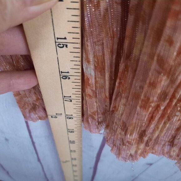 Haute Nites Metallic Orange Brown Sheer Maxi Dress - Picture 9 of 14